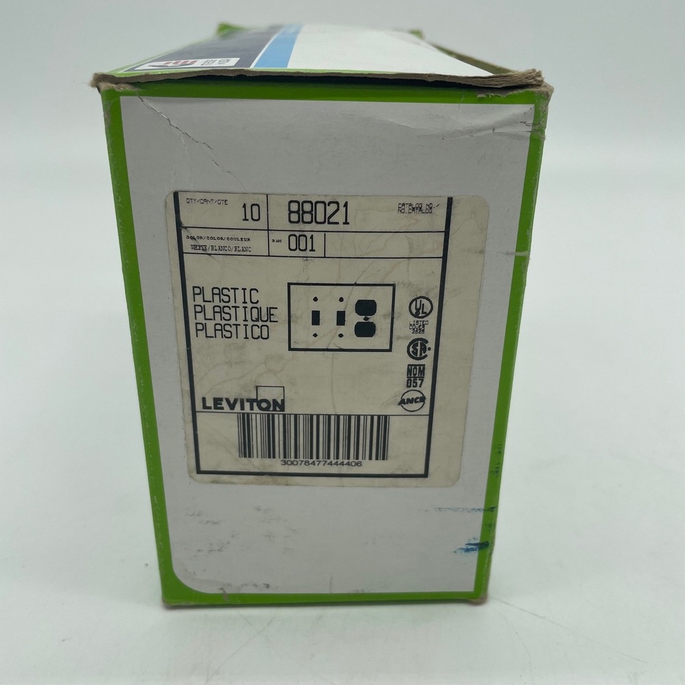 Leviton 88021 10 Pack 2-Gang 1-Toggle 1-Duplex Combination Wallplate White